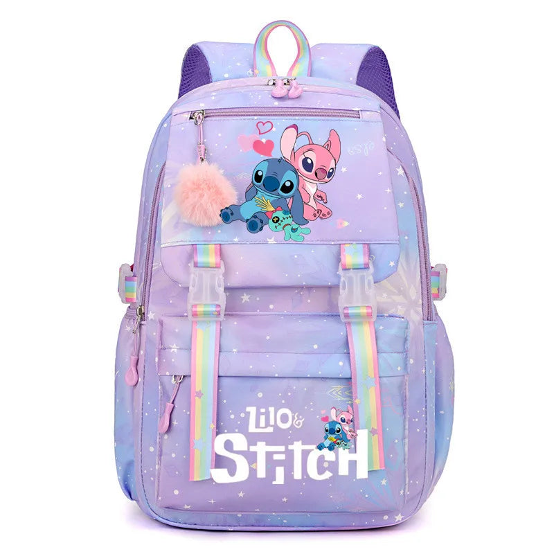 Lilo e Stitch Mochila impermeável de grande capacidade